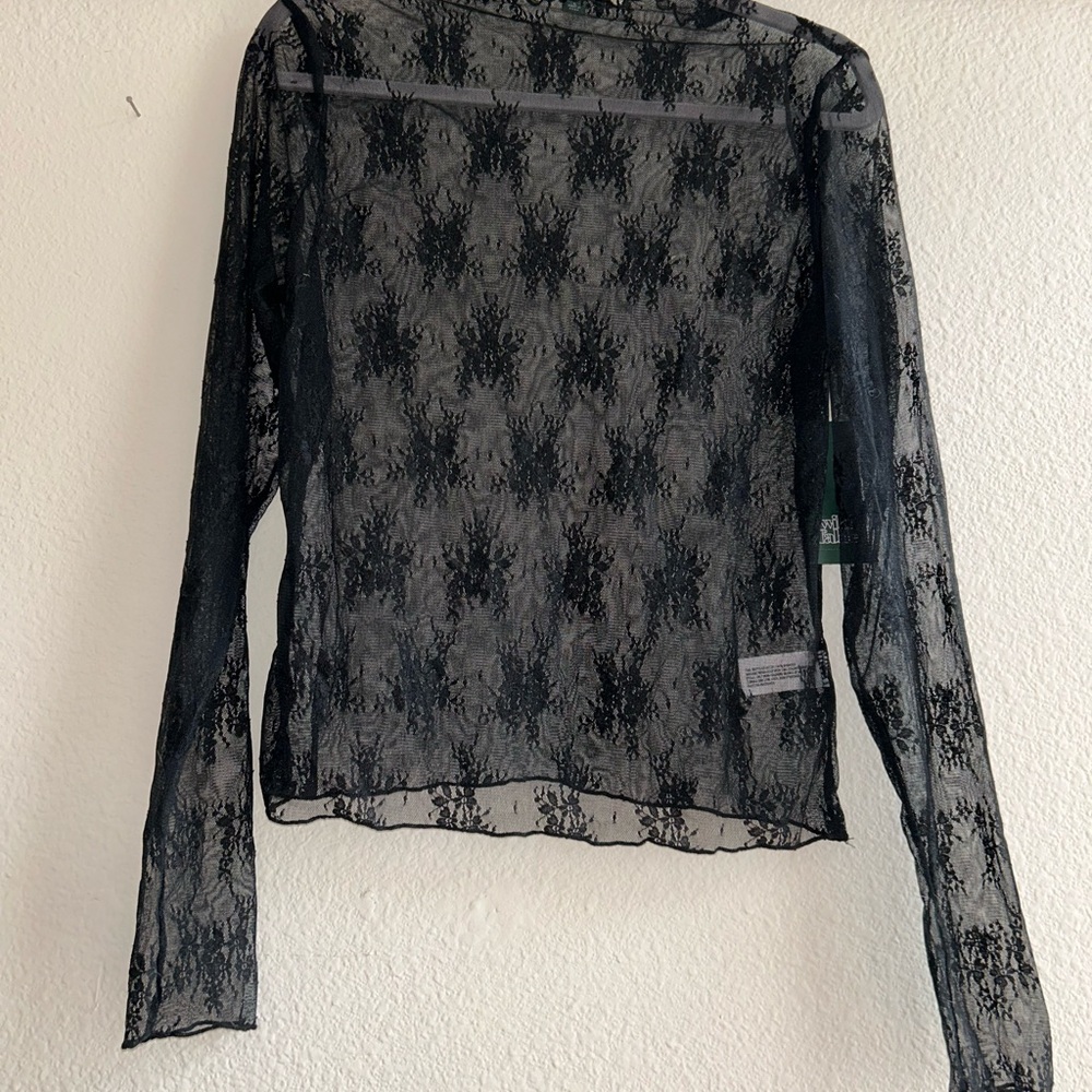 Wild Fable Black Sheer Fitted Blouse